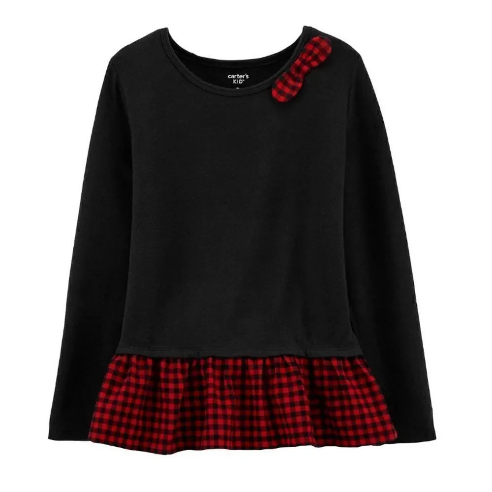 Carter’s Girls Plaid Peplum Jersey Top